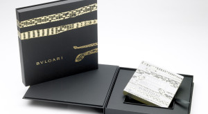 Bvlgari tray in a three panel style tray box rigid turned edge packaging for premium luxury brands